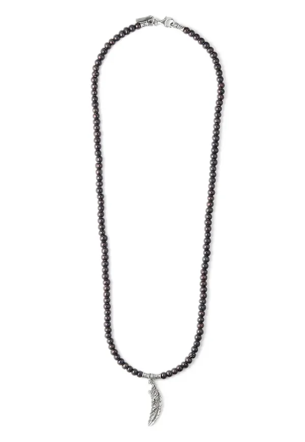 Emanuele Bicocchi halsband med fjäderberlock - Silverfärgad