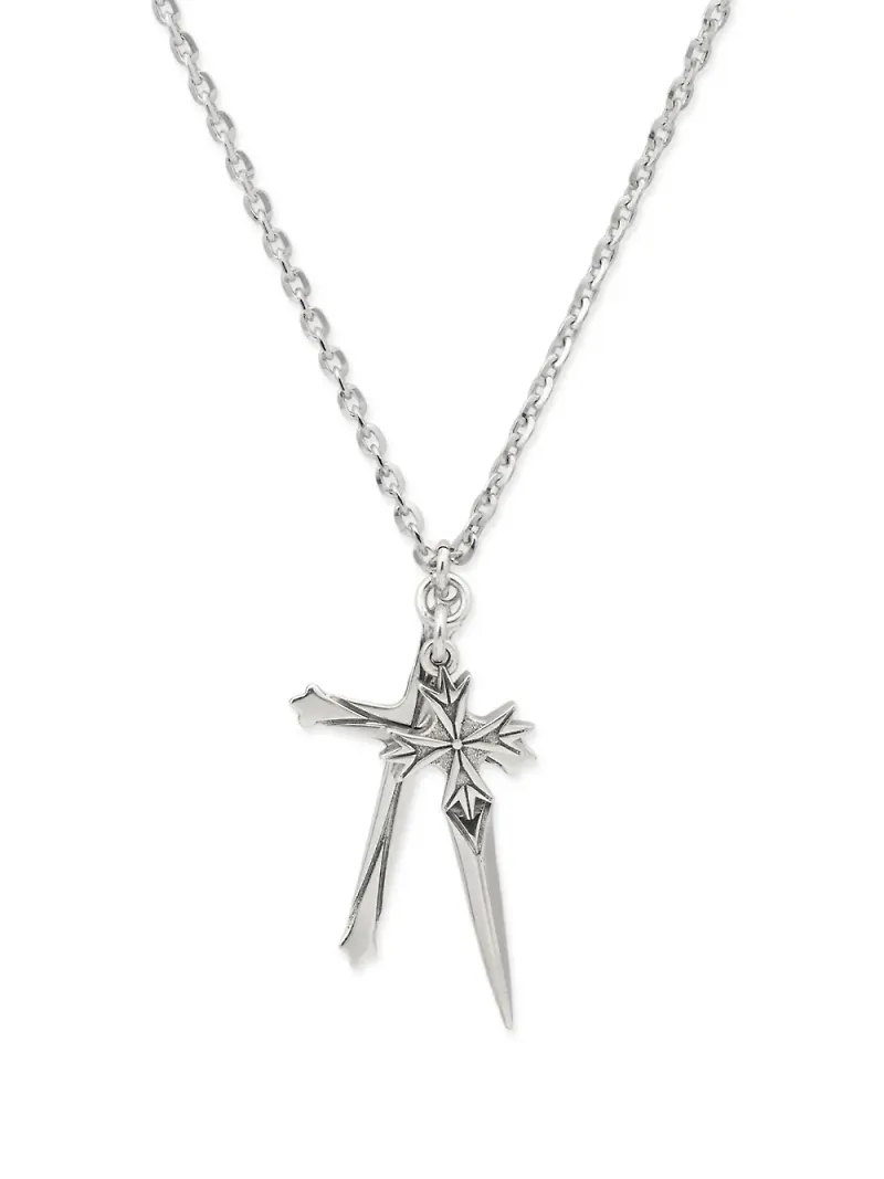 Emanuele Bicocchi Pugnale+Cross stort halsband - Silverfärgad