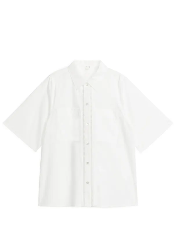 Embroidered Poplin Shirt - White