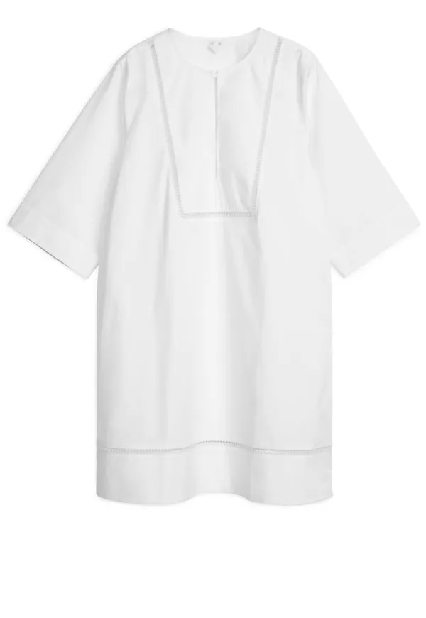Embroidered Tunic Dress - White