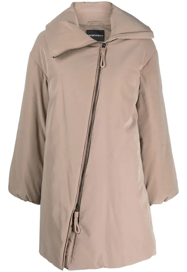 Emporio Armani asymmetrisk kappa med dragkedja - Neutral