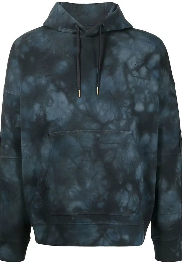 Emporio Armani batikmönstrad hoodie - Blå