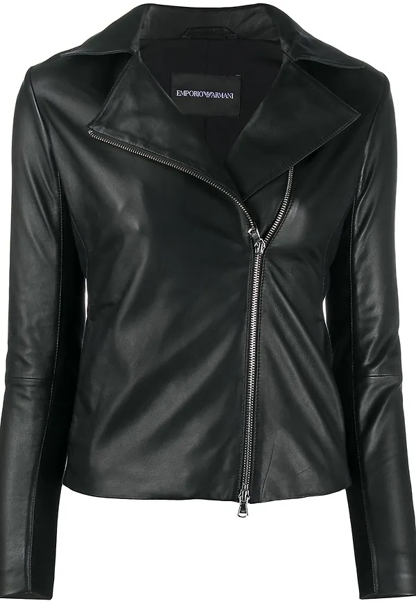 Emporio Armani bikerjacka med dragkedja - Vit