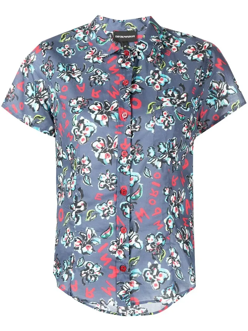 Emporio Armani blommig skjorta - Blå