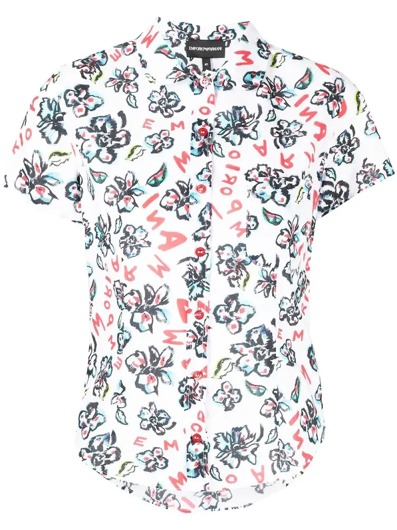 Emporio Armani blommig skjorta - Vit