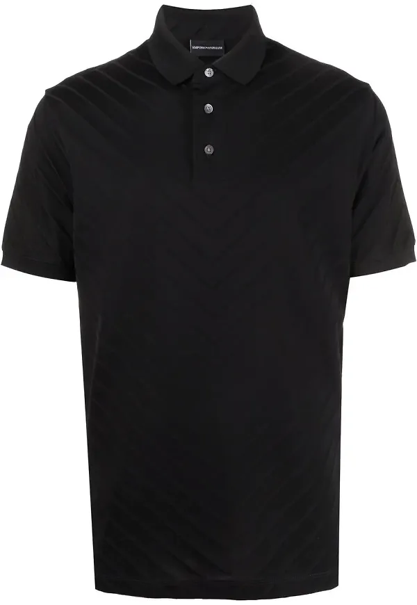 Emporio Armani chevronmönstrad pikétröja - Svart