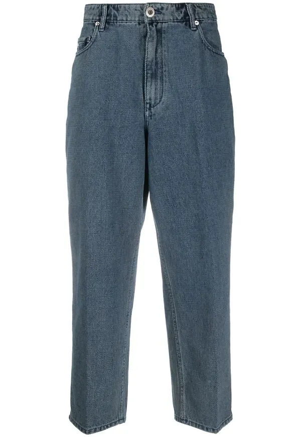 Emporio Armani croppade tapered-jeans - Blå