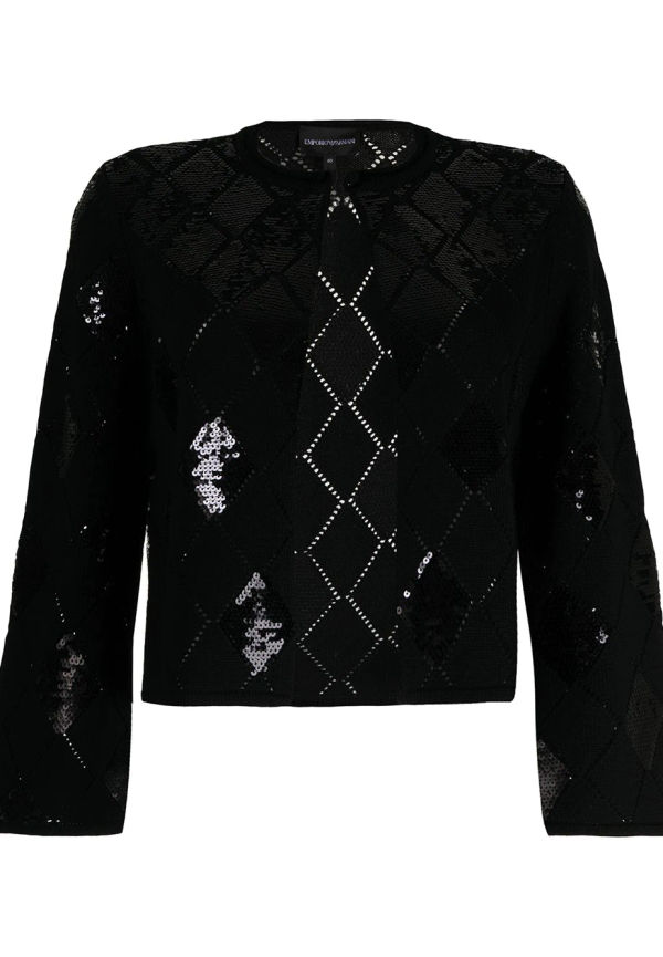 Emporio Armani diamantmönstrad kofta - Svart