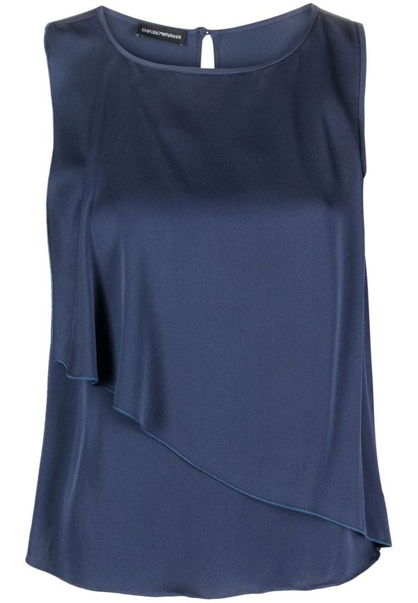 Emporio Armani draperad sidentopp - Blå
