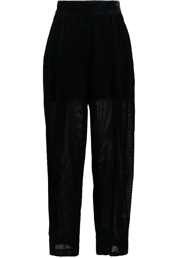 Emporio Armani draperade sammetsbyxor med vida ben - Svart