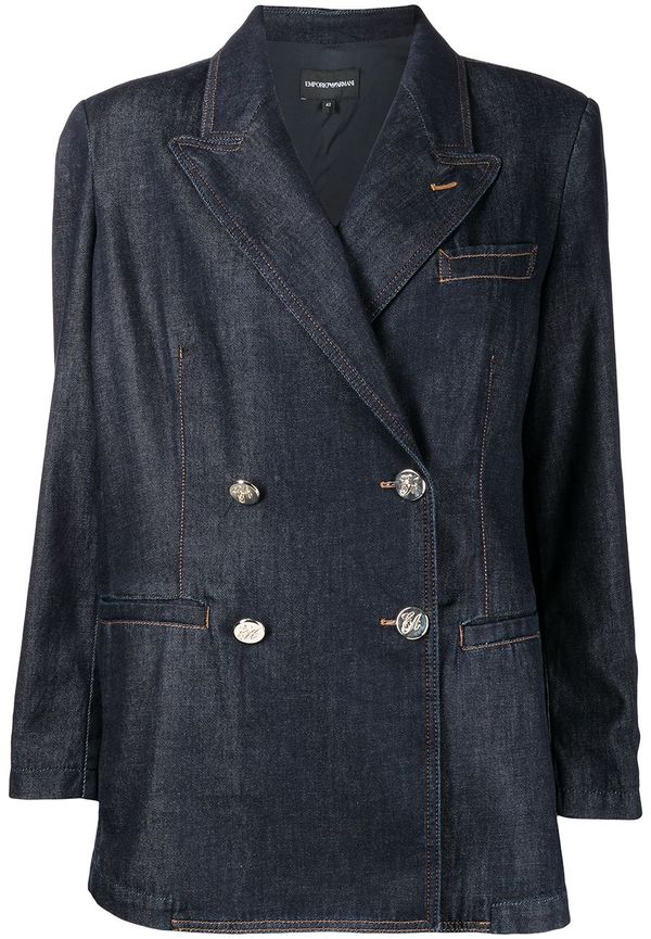 Emporio Armani dubbelknäppt jeansblazer - Blå
