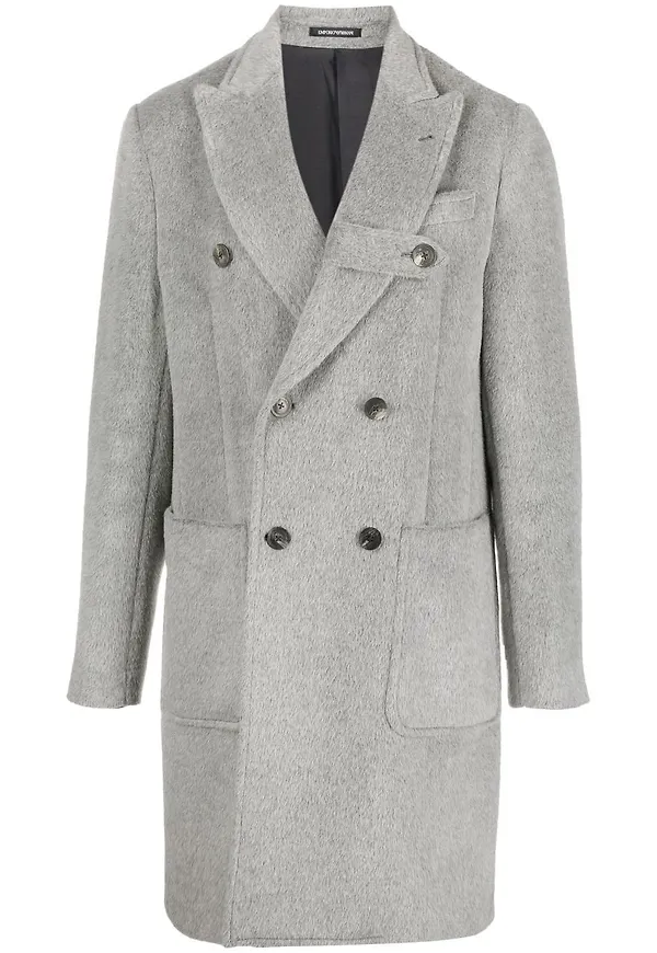 Emporio Armani dubbelknäppt kappa - Grå