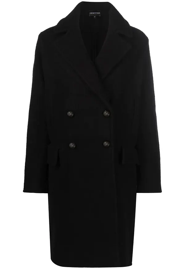 Emporio Armani dubbelknäppt kappa - Svart