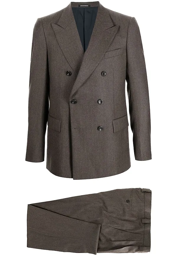 Emporio Armani dubbelknäppt kostym - Brun