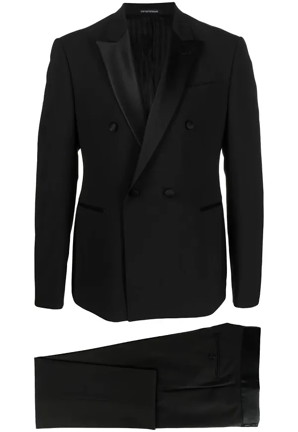 Emporio Armani dubbelknäppt skräddad kostym - Svart