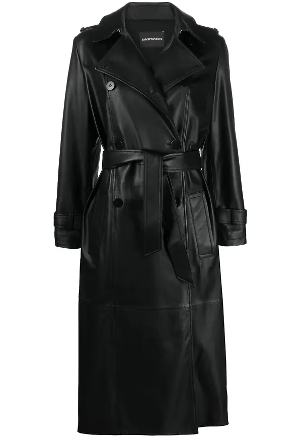 Emporio Armani dubbelknäppt trenchcoat - Svart