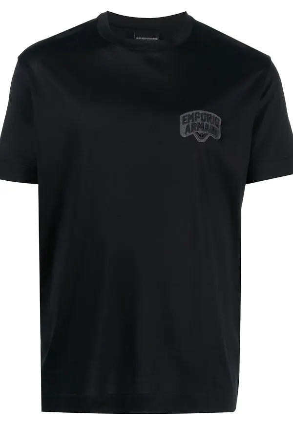 Emporio Armani embroidered-logo crewneck T-shirt - Blå