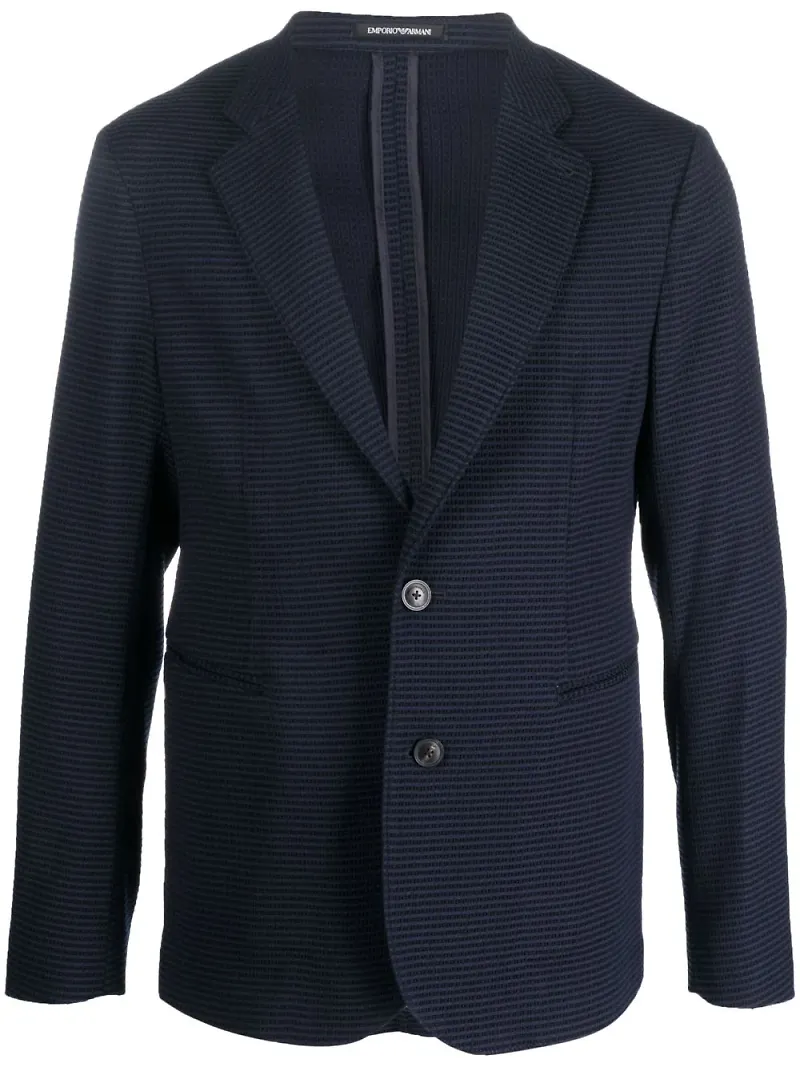 Emporio Armani enkelknäppt blazer med struktur - Blå