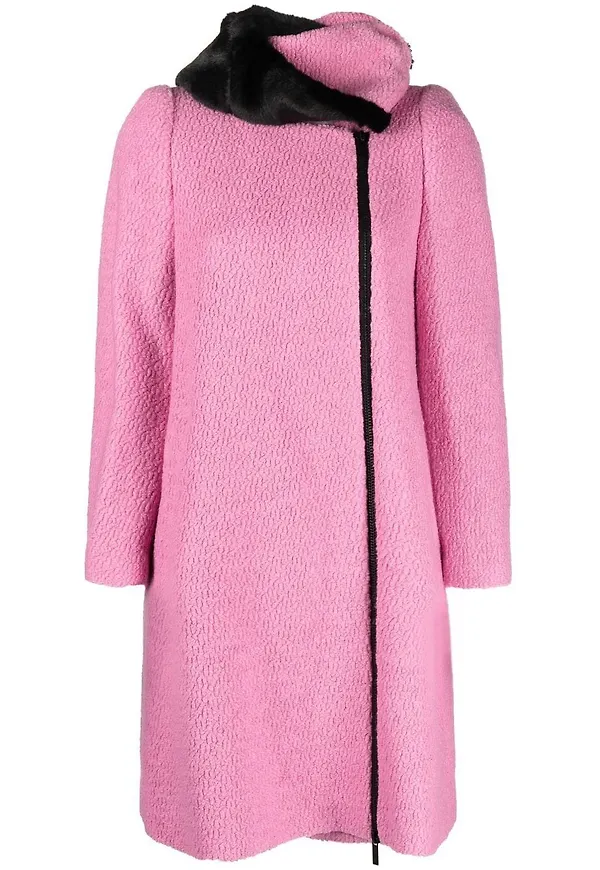 Emporio Armani enkelknäppt kappa med kontrasterande krage - Rosa