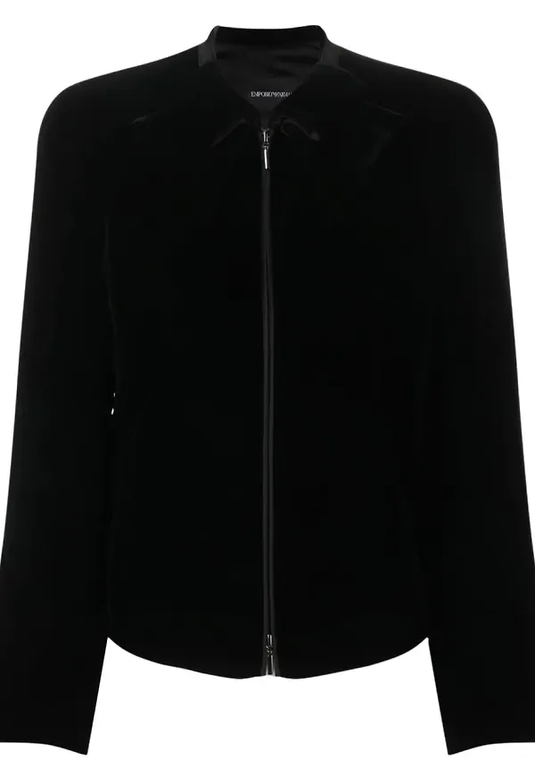 Emporio Armani figursydd jacka med rosettkrage - Svart
