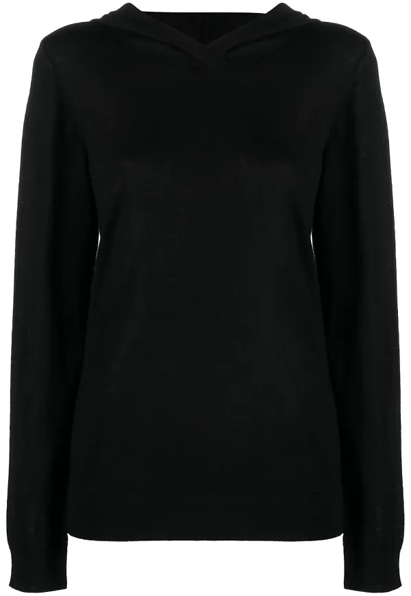 Emporio Armani finstickad hoodie - Svart