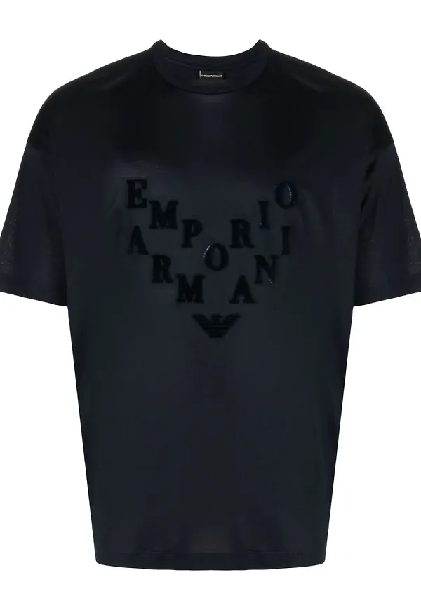 Emporio Armani flocked-logo short-sleeved T-shirt - Blå
