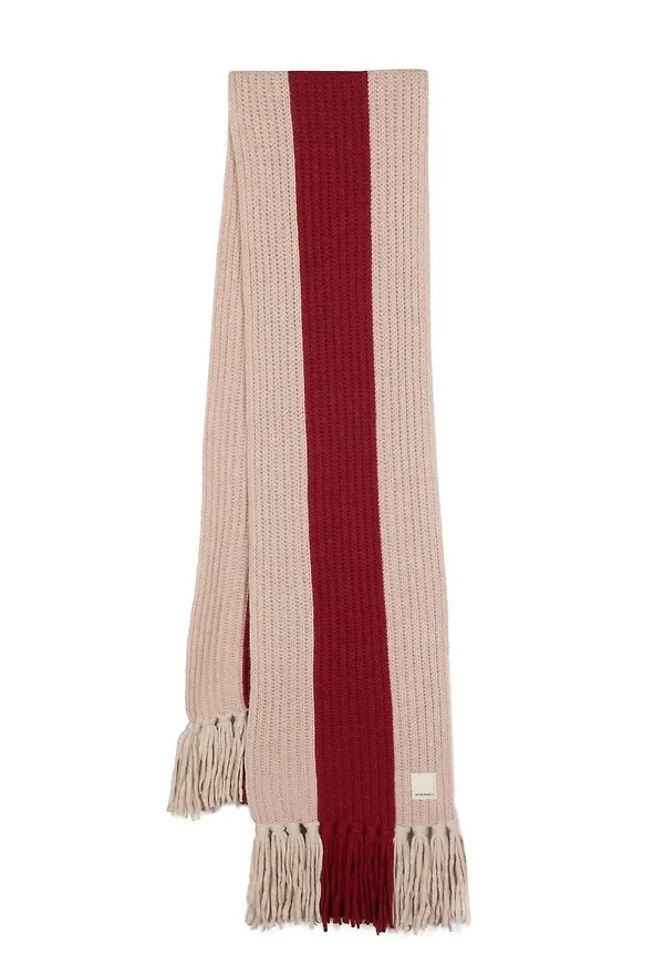 Emporio Armani grovstickad halsduk med fransar - Neutral