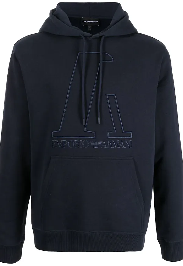 Emporio Armani hoodie med broderad logotyp - Blå