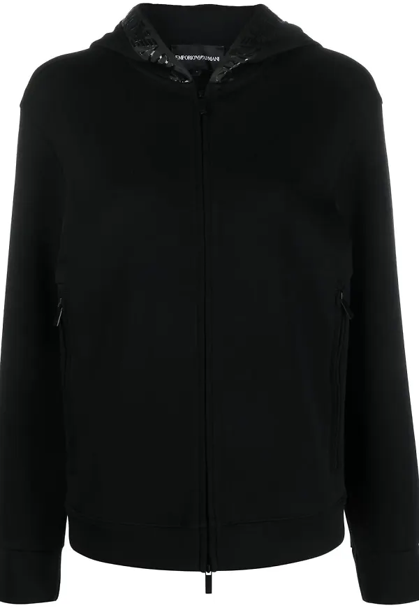 Emporio Armani hoodie med logotyp - Svart