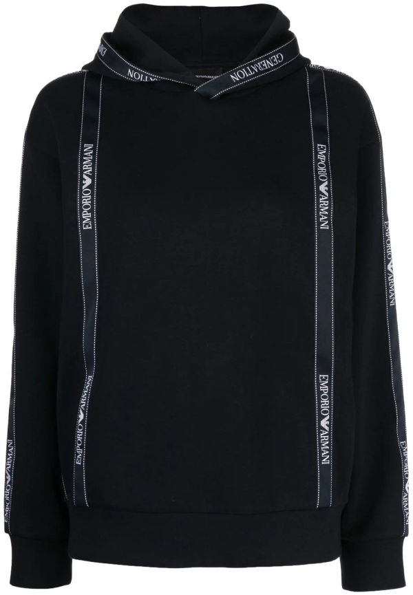 Emporio Armani hoodie med logotypband - Blå