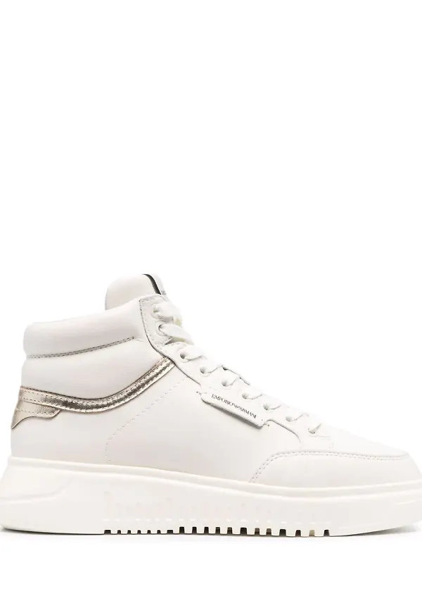Emporio Armani höga lädersneakers - Vit