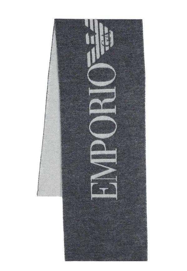Emporio Armani intarsiastickad halsduk med logotyp - Blå