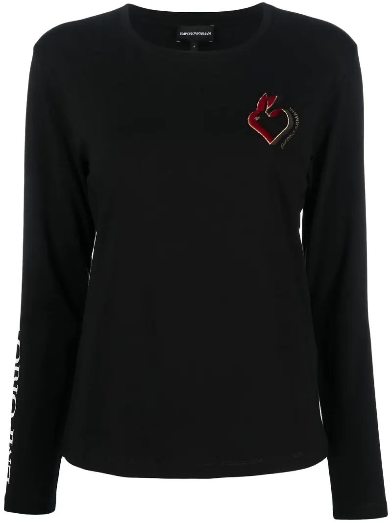 Emporio Armani Jade Rabbit-embroidered T-shirt - Svart
