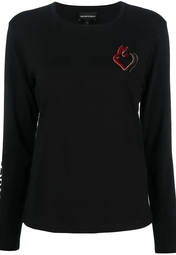 Emporio Armani Jade Rabbit-embroidered T-shirt - Svart