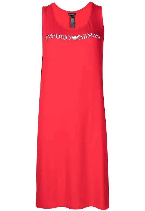 Emporio Armani klänning med logotyp - Röd