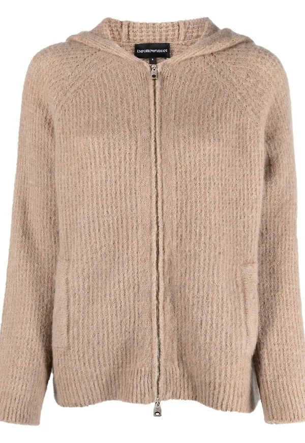 Emporio Armani kofta med huva och dragkedja - Neutral