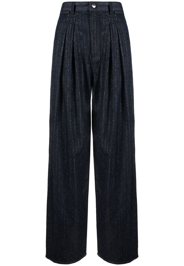 Emporio Armani kritstrecksrandiga jeans med hög midja - Blå