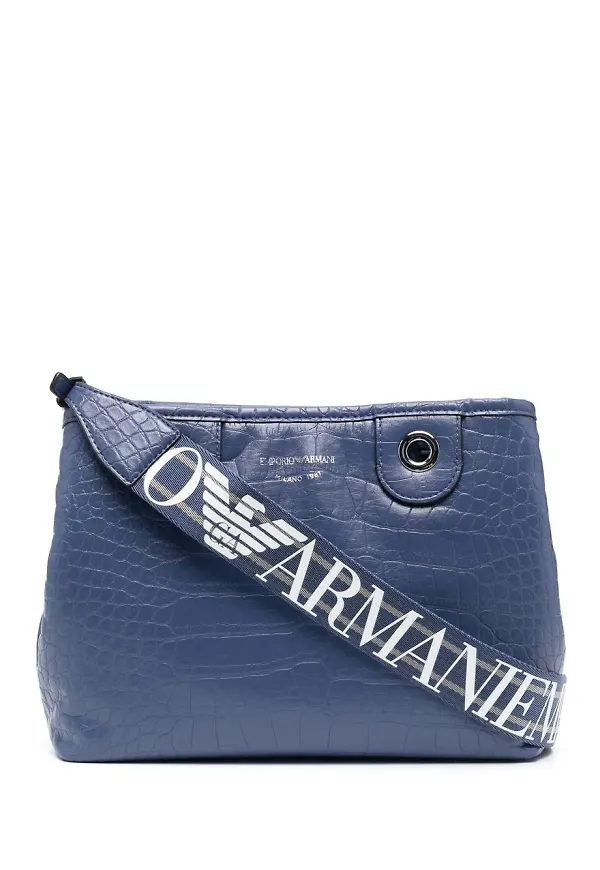 Emporio Armani krokodilpräglad totebag - Blå