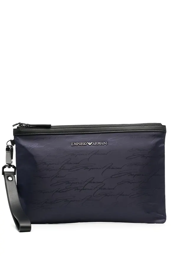 Emporio Armani logo-plaque wash-bag - Blå