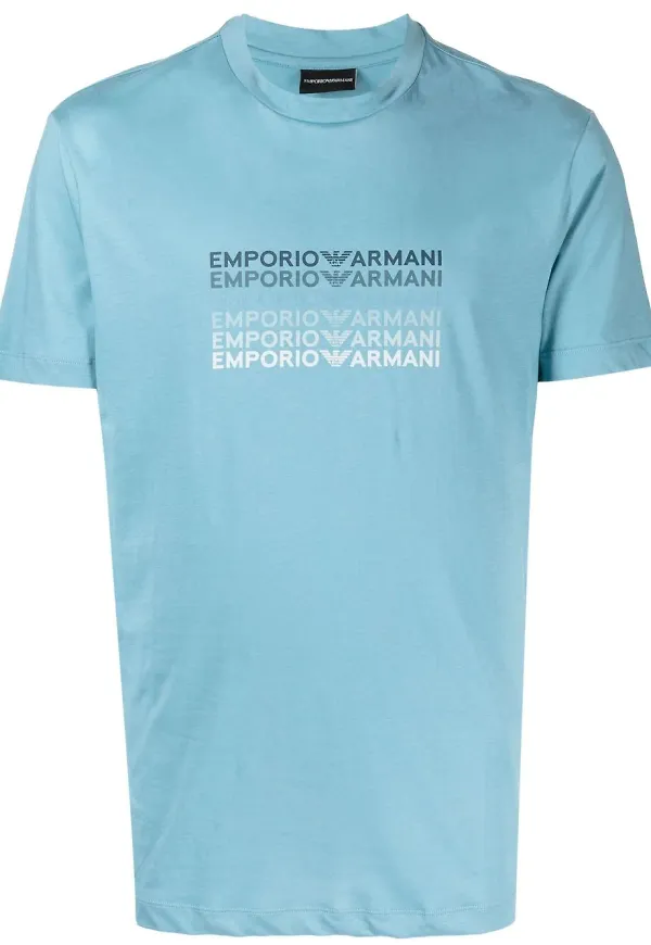 Emporio Armani logo-print cotton T-shirt - Blå