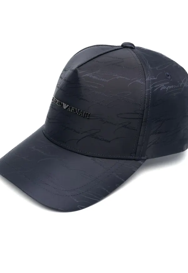 Emporio Armani logotypmönstrad basebollkeps - Blå