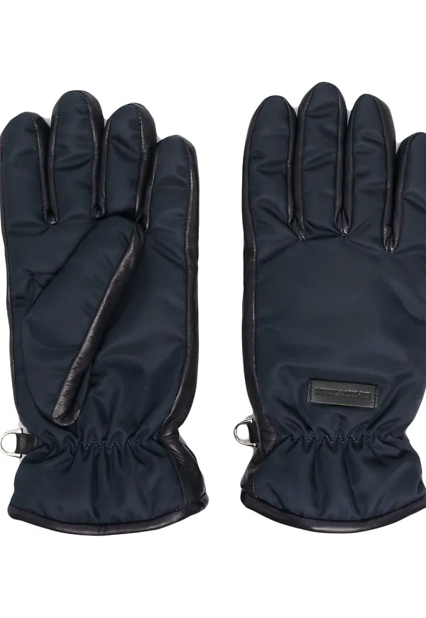 Emporio Armani läderhandskar med logotypmärke - Blå