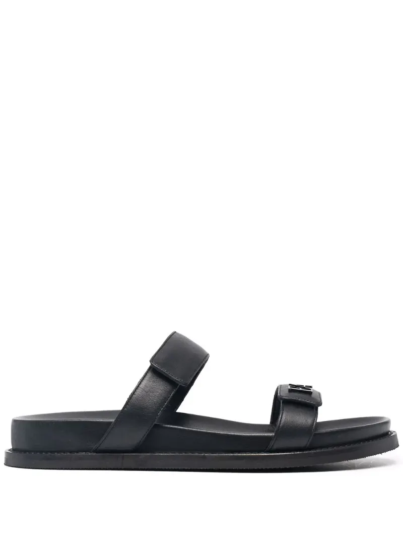 Emporio Armani lädersandaler med dubbla remmar - Svart