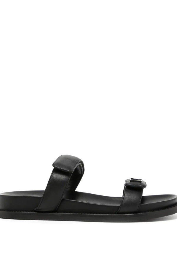 Emporio Armani lädersandaler med kardborreband - Svart