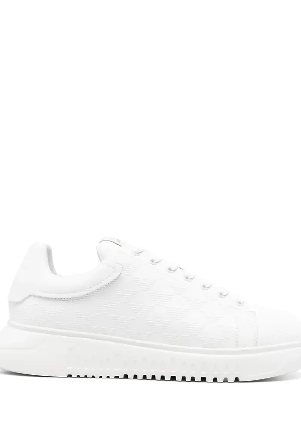 Emporio Armani låga lädersneakers - Vit