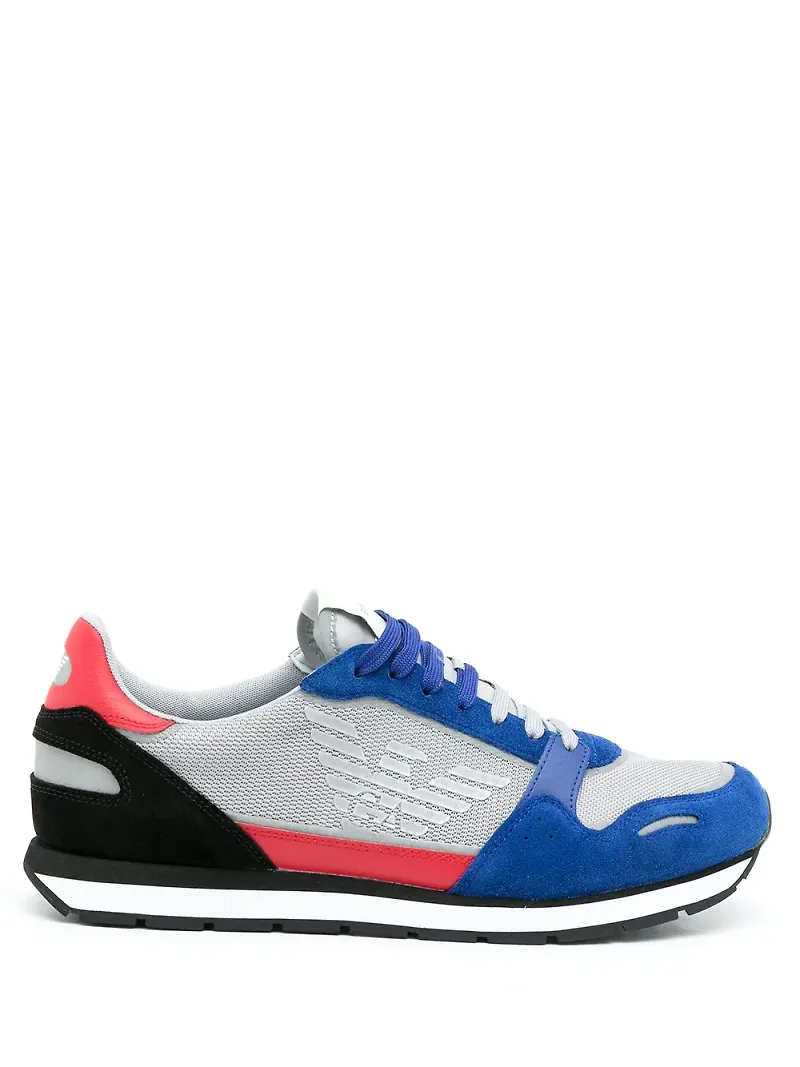 Emporio Armani låga sneakers med panel - Blå