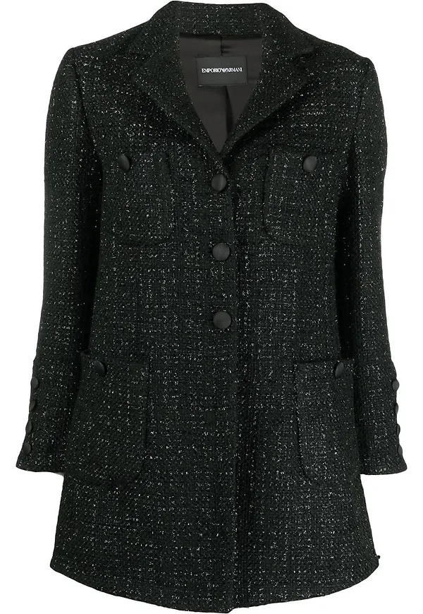 Emporio Armani lång tweedblazer - Svart