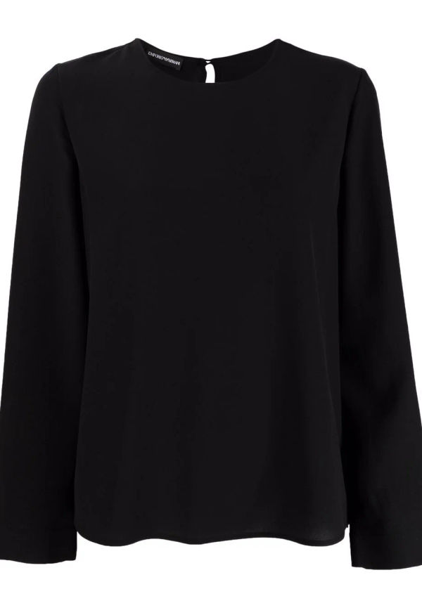 Emporio Armani långärmad sidentopp - Svart