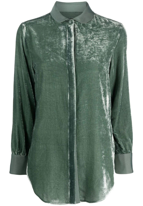 Emporio Armani långärmad skjorta i sammet - Grön