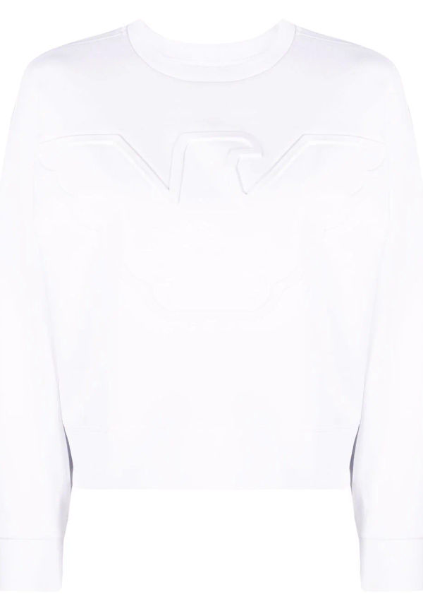 Emporio Armani långärmad sweatshirt med präglad logotyp - Vit